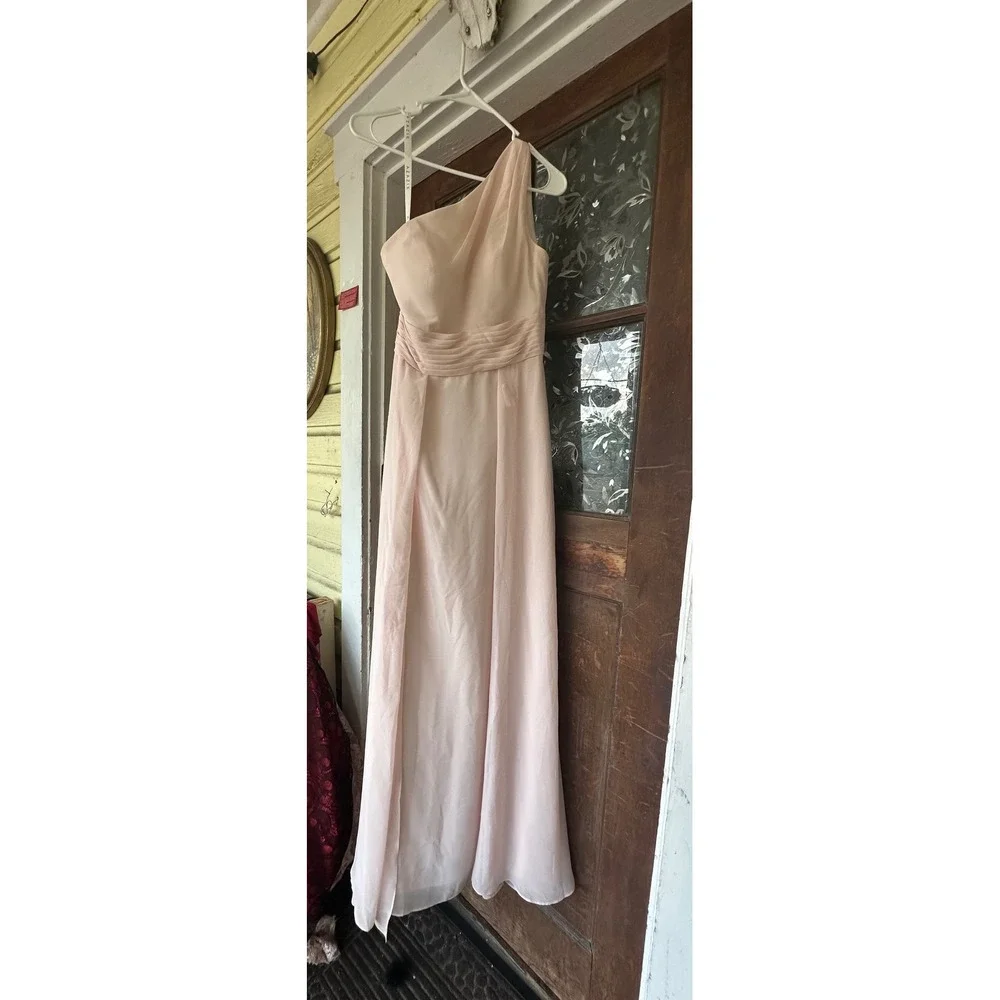 Azazie Blush Pink One Shoulder Chiffon Bridesmaid‎ Formal Dress A4 Gown